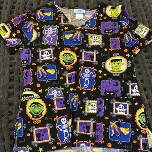 Smart Scrubs Halloween Print Top